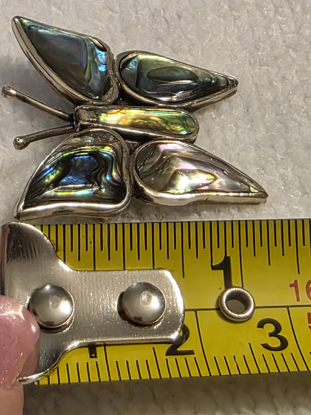Vintage Mexican Sterling Silver Abalone Butterfly Brooch 2